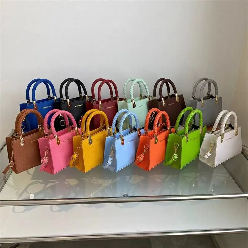 YM handbag Trend fashion texture bag Female 2022 Korean version of foreign style new candy color stone woven handbag crossbody b