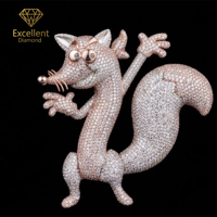 Nuevo Colgante de Plata 925 con Moissanita y Pavé Completo, Diseño de Zorro Estilo Hip Hop, Colgante 3D de Animal de Dibujos Animados, Regalo Personalizado para Hombres, Ideal para Fiestas
