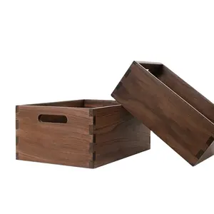 手工定制设计批量订购工厂热卖果园盒深色胡桃木储物礼品箱