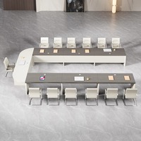 Grande table de conférence rectangulaire au design simple et blanc, table de formation exécutive pour bureau