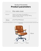 Chaise de bureau ergonomique en cuir pleine fleur, chaise de direction au design nordique Wabi-Sabi, idéale pour projets commerciaux et hôteliers, réglable en hauteur