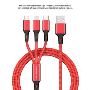 Cable USB Tipo C 3 en 1 de 1.2m con Carga Rápida de 2.4A para Teléfono Móvil, con Logotipo Personalizado, Gran Venta - Product Image 2