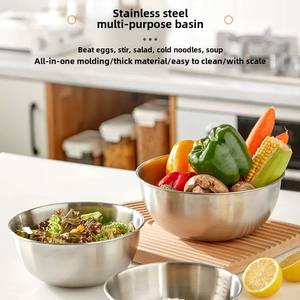 Ensaladera de acero inoxidable engrosada de estilo coreano moderno, cuenco de cocina, batidor de huevos de PP desechable multiusos, varios Ramen Para acampar - Product Image 2