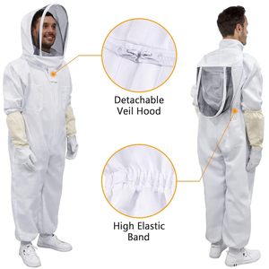 Voile ventilé d'apiculture en coton blanc Vêtements de travail Vêtements de salle blanche jetables antistatiques étanches - Product Image 4