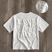T-shirt personnalisé blanc 100% coton tricoté avec logo personnalisé pour homme, coupe ajustée, style streetwear, manches courtes, uni