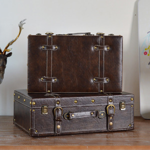 Retro Nostalgic Old-Fashioned Portable Wooden Spinner <strong>Suitcase</strong> <strong>Storage</strong> Organize Wedding Photography Props Straps Briefcase - Product Image 2