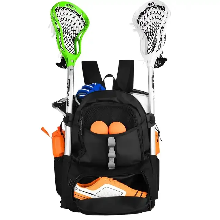 Hot Sale Lacrosse Backpack Holds All Lacrosse or Field Hockey Equipment Two Stick Holders and Separate Cleats Compartment