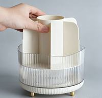 Support rotatif à 360° pour pinceaux de maquillage avec couvercle anti-poussière, organiseur cosmétique multi-compartiments pour la vanité et le rangement des outils de maquillage dans la salle de bain