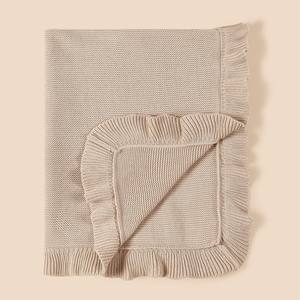 Coperte di cotone a maglia neonato tinta unita bambino volant fasciatura coperta per bambini biancheria da letto - Product Image 5