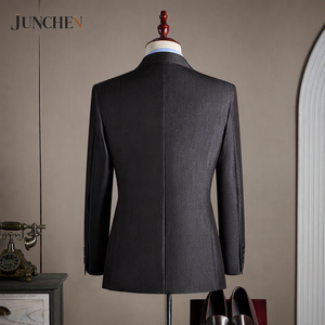 Ensemble de costume deux pièces haut de gamme pour homme, style décontracté et habillé, en faux denim mélangé laine, à simple boutonnage – Meilleure vente - Product Image 4