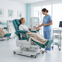 Fauteuil de dialyse électrique avec 3 moteurs de positionnement, réglage de la hauteur, fonction CPR à une touche pour hémodialyse, perfusion et chimiothérapie