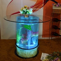 LED-Acryl-Licht mit Wasserblasen-Dekor, Runder Fischbehälter für Esstische