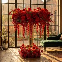 JFD Offre Spéciale Couronne de Fleurs de Mariage Moderne en Soie Rouge pour Centre de Table Décoratif Fait Main