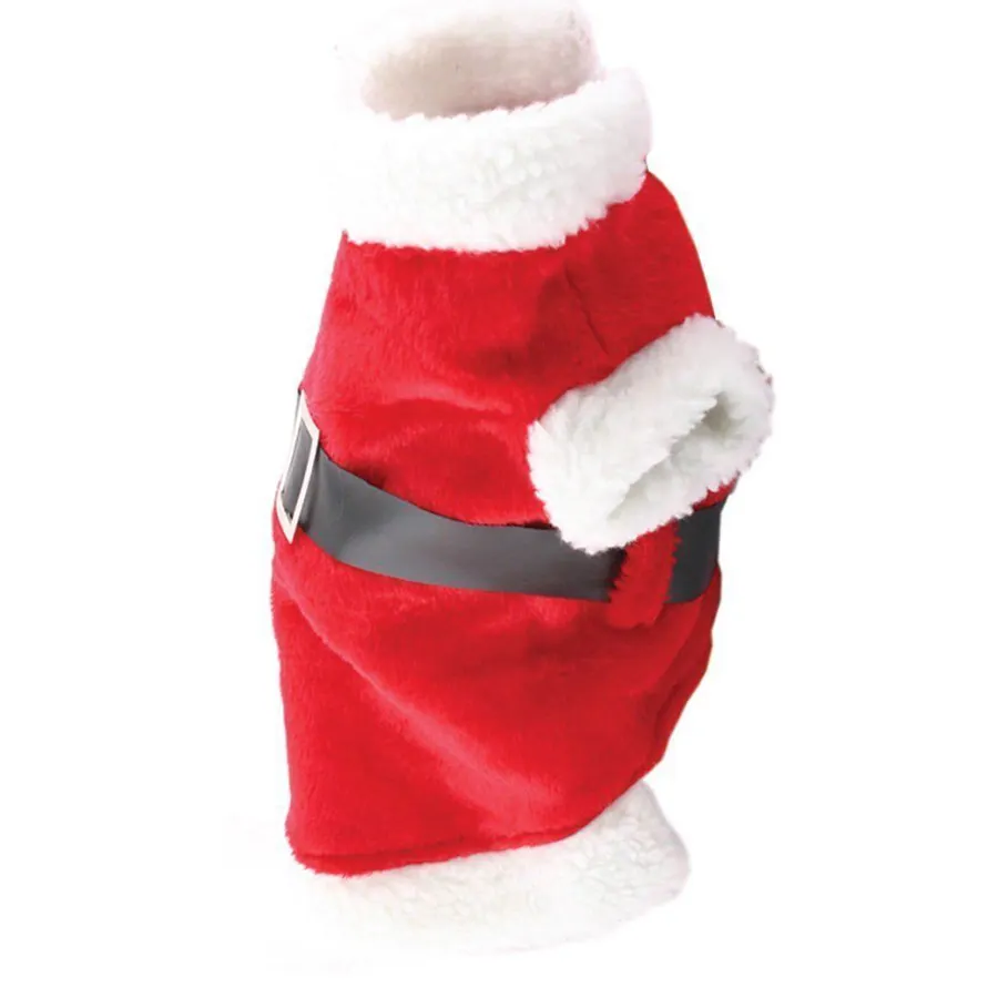 C1370 gilet 2024 natale per cani in pile di Babbo Natale con cintura lavabile in lavatrice gilet natalizio per animali domestici