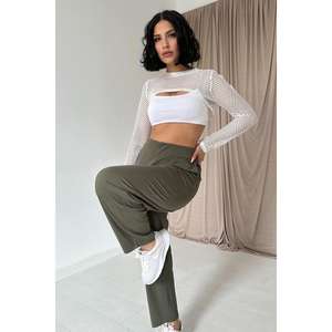 Pantalons et Leggings Kaki pour Femmes en Gros – Chiffon Respirant, Coupe Large avec Taille Élastiquée, Confort Optimal - Product Image 3