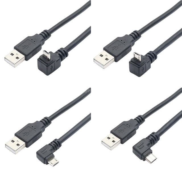 Wholesale up & Down & Left & Right 90 Degree Angle Micro USB Charging Data Cable 0.3m/0.5m/1m/1.5m