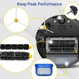 Kit di Accessori di Ricambio per Robot Aspirapolvere iRobot Roomba Serie 600: Spazzola Principale, Filtro, Spazzola Laterale, Ruota Girevole - Product Image 3