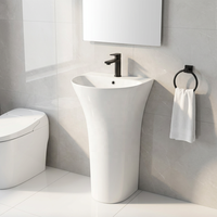 ODM OEM Lavabo moderne monobloc sur pied en céramique pour salle de bain