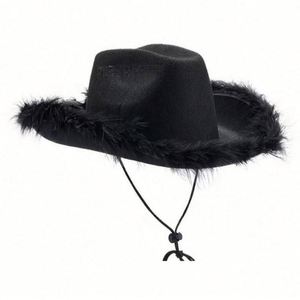 Sombrero de Vaquero/Vaquera de Pelo Sintético Rosa, de Moda, de Alta Calidad, para Invierno, Casual, para Fiestas al Aire Libre - Product Image 5