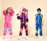 Ensemble de survêtement Hip Hop rétro années 80, veste et pantalon color block, costume de scène pour danse disco jazz, pour garçon et fille