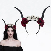 Steampunk démon antilope corne dentelle Rose gothique maquillage bandeau Halloween Cosplay bandeau accessoire