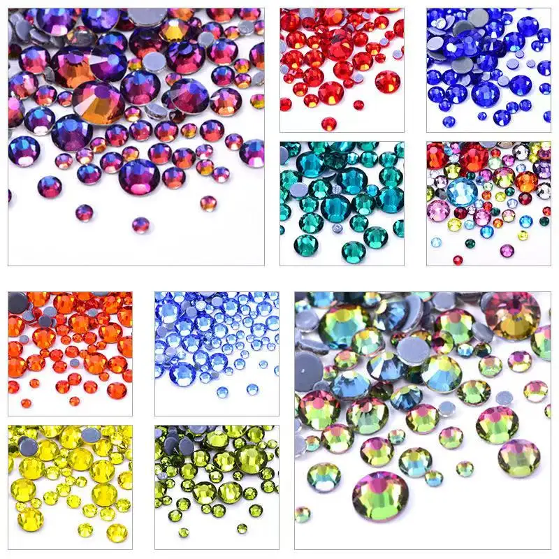 Wholesale 40 Colors German Intensive Glue Hotfix Stone SS10 SS16 SS20 Glass Crystal AB Hot Fix Rhinestones