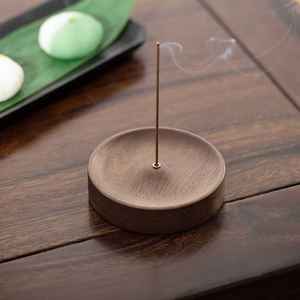 <b>Incense</b> Burner Black Walnut <b>Incense</b> <b>Stick</b> <b>Holder</b> Wooden Round <b>Incense</b> Tray Ornament for Home Bedroom Home Yoga Decoration Crafts - Product Image 1