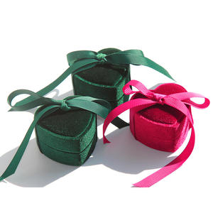 Velvet Jewelry Packaging <b>Boxes</b> Valentine's Day <b>Rings</b> Necklace Pendant Gift Jewelry Box With Ribbon Custom Logo - Product Image 1