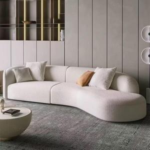 Sofá seccional moderno en forma de arco con brazos curvos y respaldo suelto para sala de estar - Product Image 3