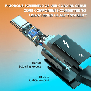 Câble de charge rapide <span class=keywords><strong>USB</strong></span> Type C tressé OUDAKX 100W 40 Gbps, <span class=keywords><strong>USB</strong></span>-C PVC noir, mâle vers mâle, <span class=keywords><strong>Thunderbolt</strong></span> <span class=keywords><strong>3</strong></span>, pour station d'accueil - Product Image 3
