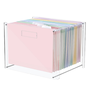 Organizador de Archivos de Acrílico, Soporte de Almacenamiento, Organizador de Carpetas, Tamaño Carta/A4, Caja de Almacenamiento Transparente de Lujo para Escritorio, con Asas, para Oficina en Casa - Product Image 1