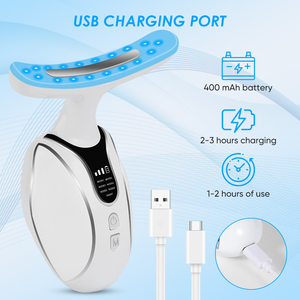 7 Kleuren Led Licht Therapie Trillingen Schoonheid Gezicht Nek Massager Anti Veroudering Gladmakend Gezicht Nek Lifting Massager Voor Huidverzorging - Product Image 6