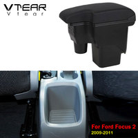 Vtear pour Ford Focus 2 3 2004-2018, accoudoir en cuir PU ABS, boîte de rangement avec port USB, console centrale, accessoires intérieurs de voiture