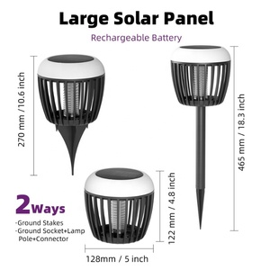 Lampe anti-moustiques solaire portable LED étanche IP65 avec répulsif, petite lampe d'extérieur en forme de champignon - Product Image 1