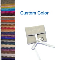 Pochette cadeau en suède personnalisée avec logo en relief 2026, pour bijoux, avec insert pour collier et boucles d'oreilles