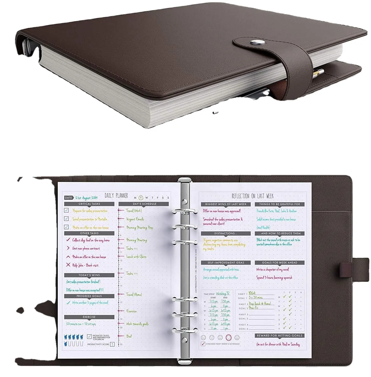 Daily Schedule And Reflective Diary - Manage Time, Project, Finance, Set Goals And Efficiency Portfolio Folder