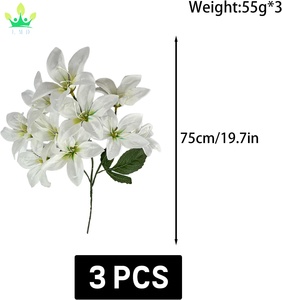 Bouquet de lys artificiel fleurs de printemps de lys en fleurs avec 10 têtes de fleurs en pleine floraison pour la maison de mariage hôtel décor de fête florale - Product Image 4
