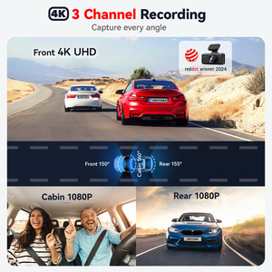 Redtiger Dealer F17 4K Triple Dash Camera 3 Channel Night Vision Parking Monitor 1080p GPS WIFI Car Black <b>Box</b> Front Rear - Product Image 4