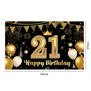 Bannières personnalisées joyeux anniversaire fête d'anniversaire grand noir or <span class=keywords><strong>Photo</strong></span> toile de fond décor anniversaire fond bannière pour 30e 50e - Product Image 5