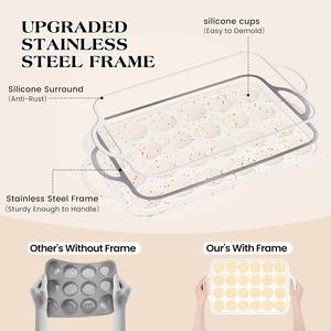 MUYULINS Factory 24-cup LFGB non-stick BPA Free metal reinforced frame mini <b>silicone</b> cupcake pan American cake tin <b>baking</b> mold - Product Image 2