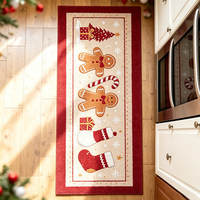Tapis de Noël imprimé sur mesure, antidérapant, rouge et vert, décoration hivernale, lavable, long tapis de couloir