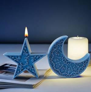قالب راتنج الإيبوكسي قمر ونجمة، قالب شمع سيليكون على شكل قلعة، ديكور منزلي لعيد مبارك ورمضان، قوالب هلال عربي - Product Image 1