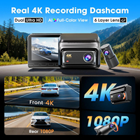 Caméra embarquée avec écran de 3,0 pouces, Wifi, GPS, vision nocturne, boîte noire de voiture DVR 4K, enregistreur vidéo de voiture, caméra avant et arrière