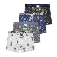 Morcoda Hommes Boxers Taille Moyenne Haute Qualité Double Respirant Doux Confortable Spandex Bonne Élasticité Taille Mixte Lettre Taille