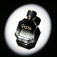Flacon de parfum carré en verre VISTA 45 ml, pulvérisateur de luxe unique, sérigraphie, col en aluminium, vide