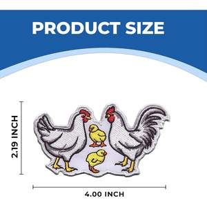 DigitEMB <b>Hen</b> And Chickens Embroidery Patch 4 X 2.19 Iron On Felt Applique For Jackets <b>Bags</b> Hats Apparel - Product Image 5