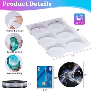6 Cavity Flexibility Round Molds for Resin Epoxy Coaster Molds for Cups Mats DIY <b>Craft</b> Coaster Molds - Product Image 3