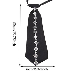 Corbata de cadena con diamantes negros para mujer, estilo preppy sin nudos, accesorio para camisa de estilo japonés - Product Image 3