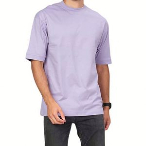 T-shirts personnalisés 100 % coton pour hommes, broderie logo, été, doux, haute qualité, respirant, formel, peigné, anti-boulochage, coupe ample - Product Image 1