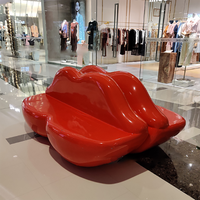 Y182 Banc en forme de lèvres rouges amusantes, chaise de restaurant, chaise d'attente publique, tabourets de loisirs modernes en fibre de verre durables et design
